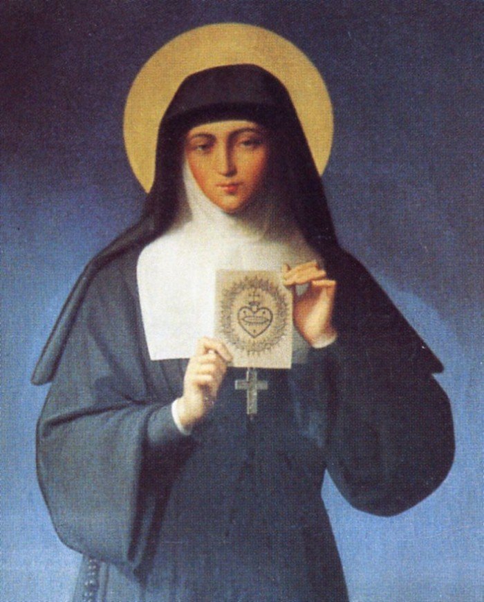 Retrato al óleo de Santa Margarita María de Alacoque en hábito de la Visitación
