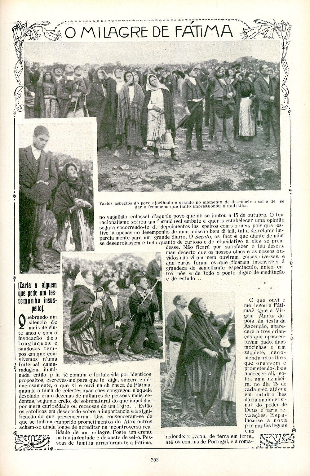 Página de Ilustração Portuguesa del 29 de octubre de 1917 con la crónica del Milagro del Sol